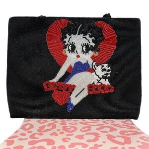 Betty Boop Black Clutch with Red Heart Design